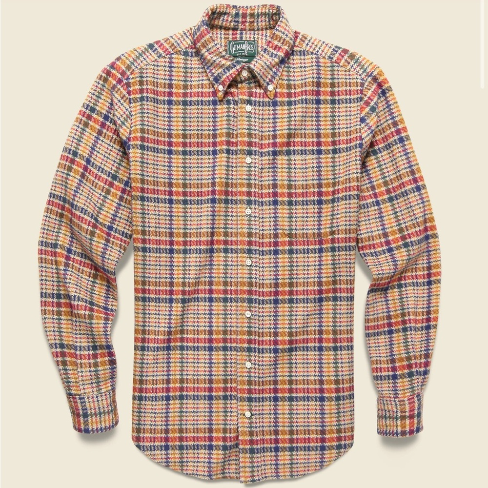 Gitman bros Vintage - Large Houndstooth Check Shirt - Multi, Men’s size XXL